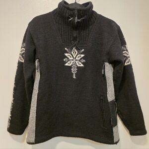 Dale of Norway  Weather proof wool knit Black and Gray Cowl Sweater